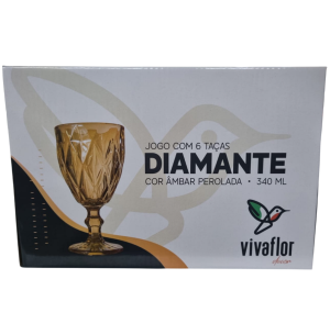TAÇA VIDRO MR. 340ML 6UN ÂMBAR PEROLADO