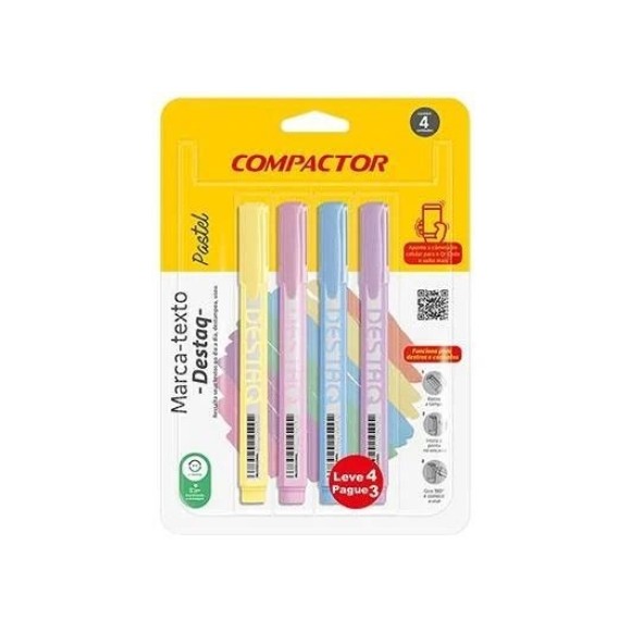 MARCA TEXTO 4 CORES AM/RS/AZ/LL PASTEL