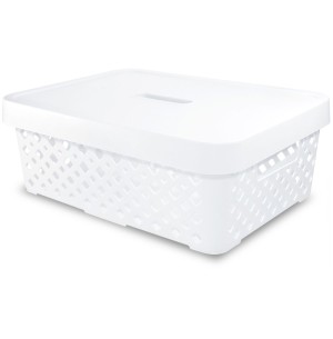 CESTO PLÁST.35X26X12CM C/TAMPA BRANCO