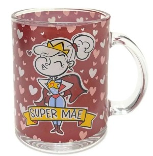 CANECA VIDRO 330ML SUPER MÃE