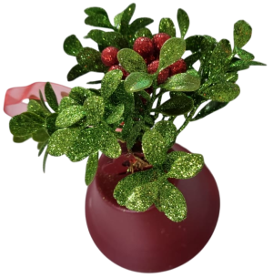  ENFEITE SINO METAL 15CM VINHO GALHO AZEVINHO GLITTER