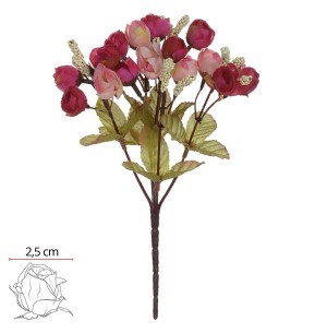 FLOR BUQUÊ ROSA MINI X5 23CM ROSA