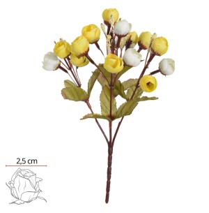 FLOR BUQUÊ ROSA MINI X5 23CM AMARELO