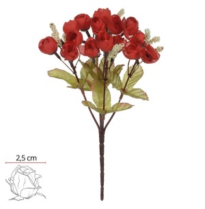 FLOR BUQUÊ ROSA MINI X5 23CM VERMELHO