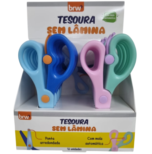 TESOURA ESCOLAR 13CM S/ LÂMINA 12UN COLOR