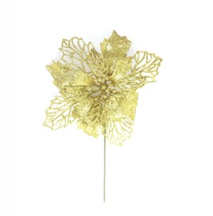 FLOR BICO DE PAPAGAIO GLITTER 15CM DOURADA