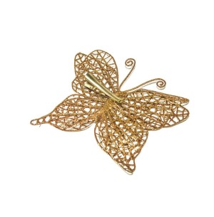 ENFEITE BORBOLETA GLITTER PREGADOR 11CM COBRE