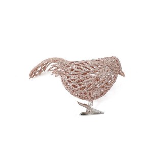 ENFEITE PASSÁRO 11CM GLITTER PREGADOR COBRE