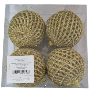 BOLA CX 8CM 4UN DEC.DR GLITTER