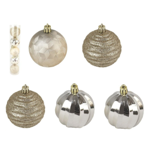 BOLA TUBO 6CM 5UN TEXTURA CHAMPANHE