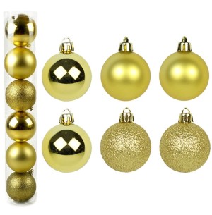 BOLA 7CM MISTA C/ 6 UNIDADES DOURADA