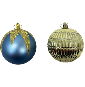 BOLA CX 8CM 4UN GLITTER AZ/DR