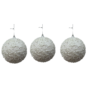 BOLA CX 10CM 3UN LANTEJOULA BRANCA