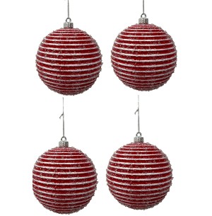 BOLA CX 8CM 4UN TEXTURA LISTRA VM/BR