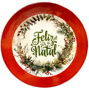 PRATO MELAMINA 28X28CM RED.FELIZ NATAL