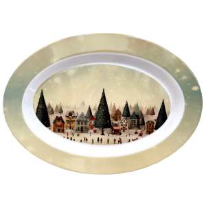 BANDEJA MELAMINA 35X25CM OVAL PINHEIRO