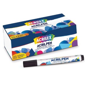 CANETA TECIDO ACRILPEN 12UN PRETO