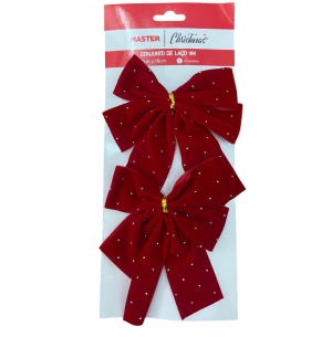 ENFEITE LAÇO 10CM 2UN VELUDO VM STRASS