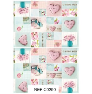 PAPEL COUCHE 50CMX60CM 20FLS CORAÇÃO ROSA