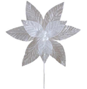 FLOR BICO DE PAPAGAIO GLITTER 30CM PÉROLA