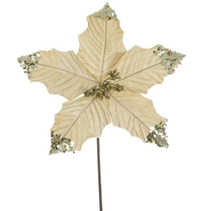 FLOR BICO DE PAPAGAIO VELUDO GLITTER 26CM DOURADO 