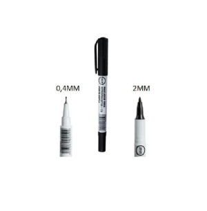 MARCADOR RETROPROJETOR/CD PONTA DUPLA 2.0/0.4MM 12UN PRETO 