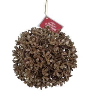  BOLA FLOR GLITTER 12CM CHAMPANHE
