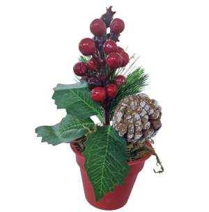 VASO PLÁST.GALHO AZEVINHO/PINHA 18CM