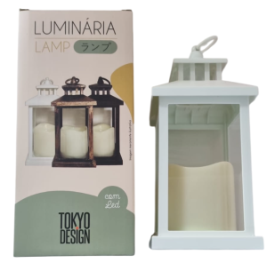 LAMPIÃO VIDRO LED 21CM 1 VELA