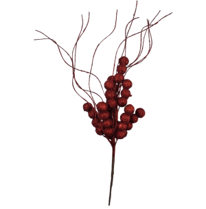  ENFEITE GALHO GLITTER BOLINHA 36CM VERMELHO