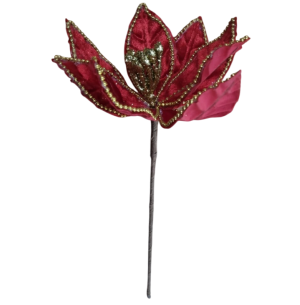  FLOR BICO DE PAPAGAIO 20CM VERMELHO C/ DOURADO 