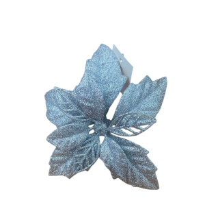  FLOR BICO DE PAPAGAIO GLITTER 12CM PRATA