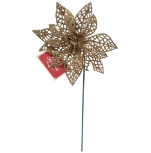 FLOR BICO DE PAPAGAIO GLITTER 12CM CHAMPANHE