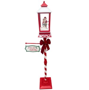 POSTE NATALINO VERMELHO E BRANCO C/ PAPAI NOEL