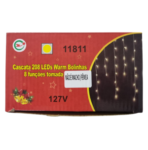 25N PISCA CASCATA 208 LEDS 8F AM 5M BOLINHA