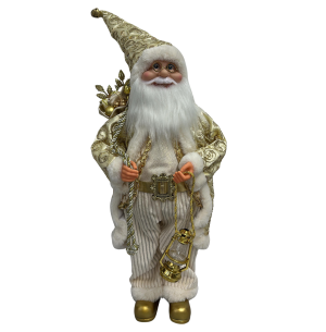 PAPAI NOEL LUXO DOURADO C/ LAMPARINA 45CM