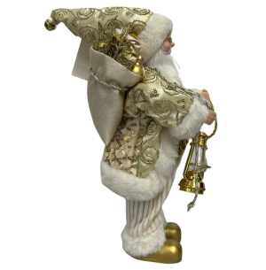 PAPAI NOEL LUXO DOURADO C/ LAMPARINA 45CM