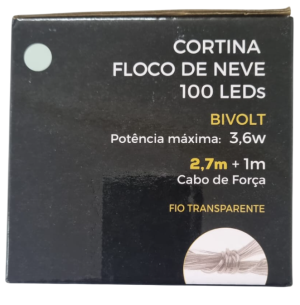  PISCA CORTINA 100 LEDS FT 8F 2.7M BR FLOCO DE NEVE BIVOLT 
