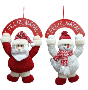 BONECO PLACA FELIZ NATAL 35CM