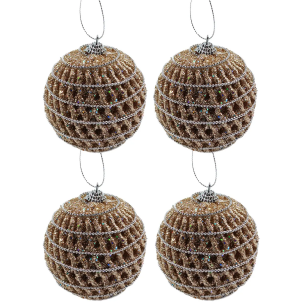  BOLA CX 8CM 4UN DEC.CHAMPANHE GLITTER