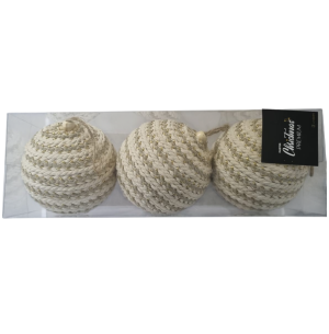 BOLA CX 10CM 3UN CORDÃO TRANÇADA BEGE