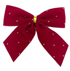  ENFEITE LAÇO 8CM 6UN VELUDO VM STRASS