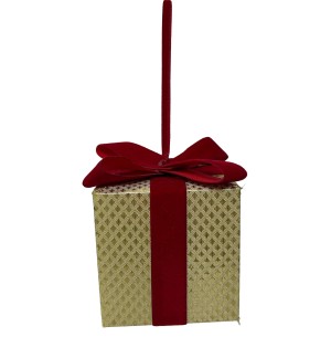  ENFEITE CX PRESENTE C/ LAÇO 7CM DOURADA 