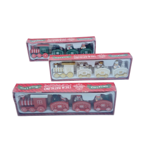 ENFEITE TREM MAD.4 VAGÕES 19CM 