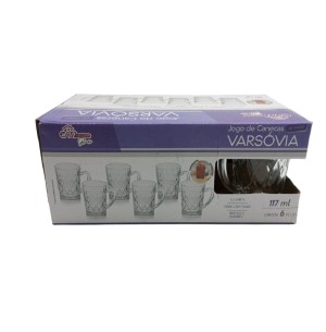 CANECA VIDRO 117ML 6UN VARSÓVIA