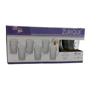 CANECA VIDRO 117ML 6UN ZURIQUE