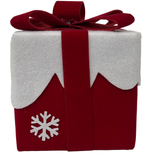 ENFEITE CX PRESENTE C/ LAÇO 12CM BR/VM