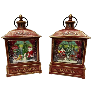 LAMPIÃO VIDRO LED 22CM PAPAI NOEL