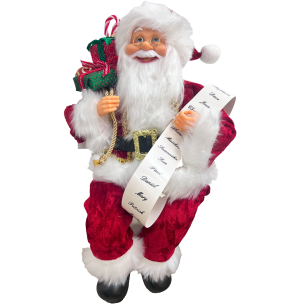 PAPAI NOEL 40CM SENTADO C/ SACO PRESENTE LISTA DE NOME