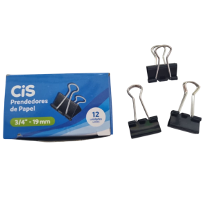 PRENDEDOR PAPEL METAL 12UN 19MM PRETO